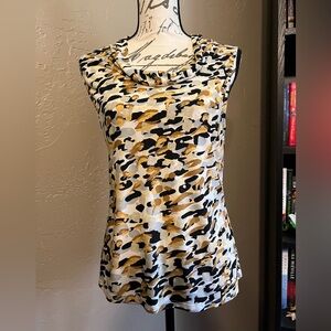 Gold/Black/Grey/Cream Print - Loose Cowl Neck